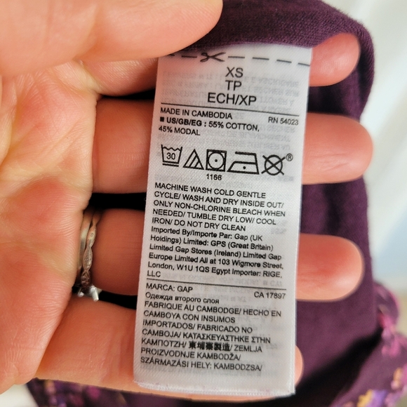 Gap Maternity Floral Soft Stretch Jersey Knit Dress Size Extra Small Maroon Pink - Picture 7 of 9